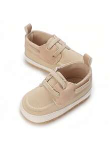 0-1歲嬰兒男孩杏色低幫透氣休閒運動鞋,具有防滑鞋底 - 杏色 - 查看 3