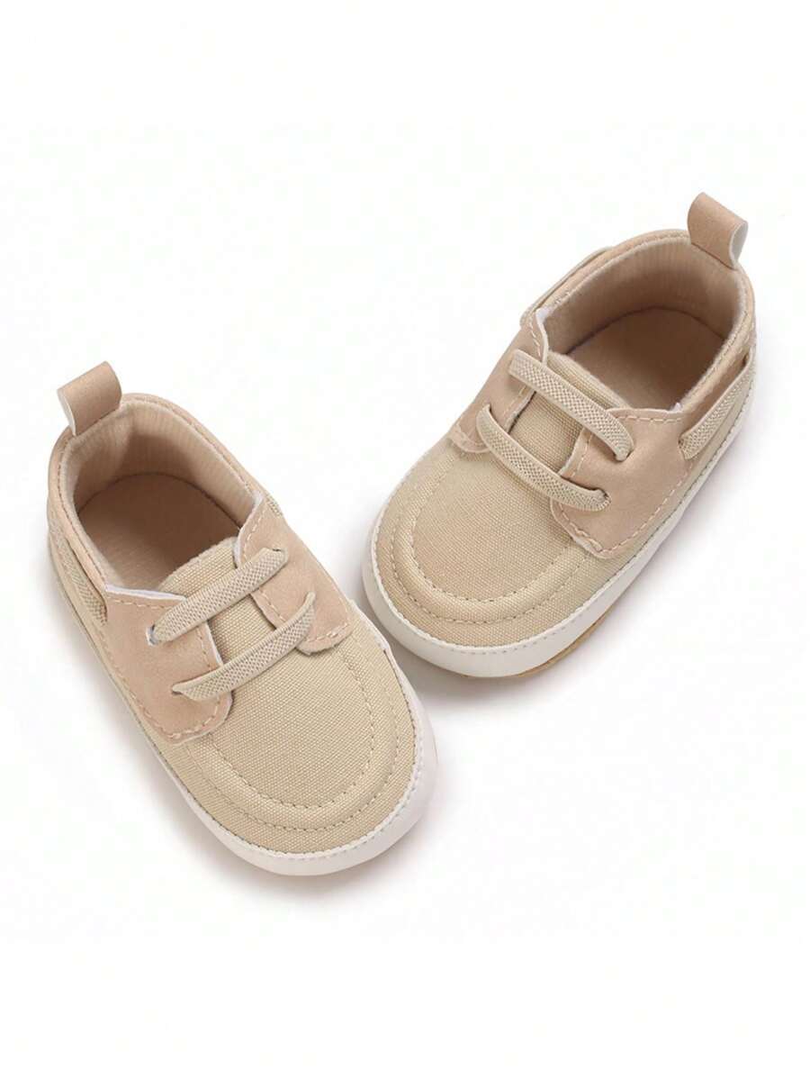 0-1歲嬰兒男孩杏色低幫透氣休閒運動鞋,具有防滑鞋底 - 杏色 - 查看 1