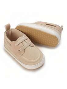 0-1歲嬰兒男孩杏色低幫透氣休閒運動鞋,具有防滑鞋底 - 杏色 - 查看 6