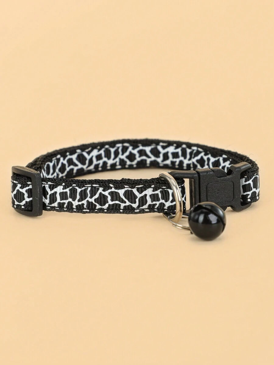 1pc Pet Collar With Mesh Pattern, Bell And Bow Tie For Cat And Dog