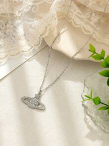 水鑽飛機墜飾項鍊 - 彩色 - 查看 1