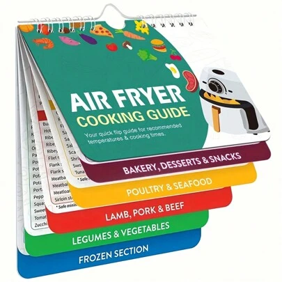 1pc Air Fryer Magnetic Cheat Sheet Cookbook, Cooking Time Chart, And Kitchen Conversion Guide For Instant Pot, Refrigerator Magnet, 2 Types Randomly Delivered