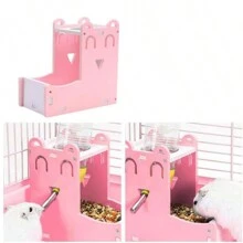 Hamster Water Bottle Holder, Guinea Pig Water Dispenser Stand With Water Bottle, 1 Set (1 Holder + 1 Bottle) - Pink - View 6