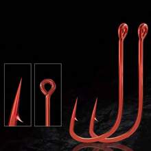 Rompin 100pcs/Pack Ultra Small Red-Sleeve Fishing Hook With Tube & Ring & Hole Design, Minnow Hooks In 1-10#