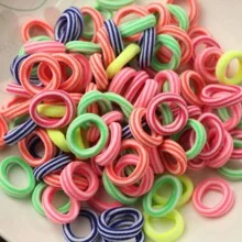 100入組無痕條紋顏色髮圈,無損嬰幼兒彈性髮帶,髮飾配件 - 彩色 - 查看 5