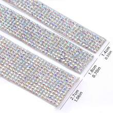 Self Adhesive Rhinestone Strip, Tear Off Backing Paper, Diamond Ribbon For Clothing And Decoration Diy - White AB - View 5