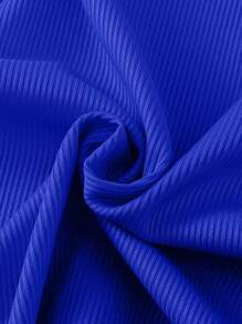 Tween Girls' Set Casual Knit Tank Top & Asymmetrical Hem Ribbed Shorts Two Pieces Outfit - Royal Blue - View 4