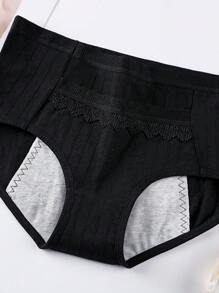 女士4入組高腰生理防漏三角褲，用於經期。 - 粉色 - 查看 3