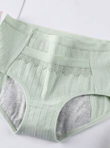 女士4入組高腰生理防漏三角褲，用於經期。 - 粉色 - 查看 5