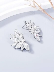 juran 玻璃鑲嵌水晶耳環女款扇形禮物耳環一雙 - 白色 - 查看 3