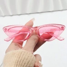 1 件女孩 PC 塑料 Catty 时尚眼镜，适合派对、户外、时尚服装的装饰眼镜 - 淺粉色 - 查看 2