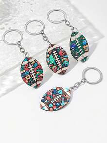 1 Miếng Thể thao Bằng gỗ Bóng bầu dục Móc chìa khóa Vật rủ xuống Đối với Trang trí lễ hội - Nhiều màu - Xem 1