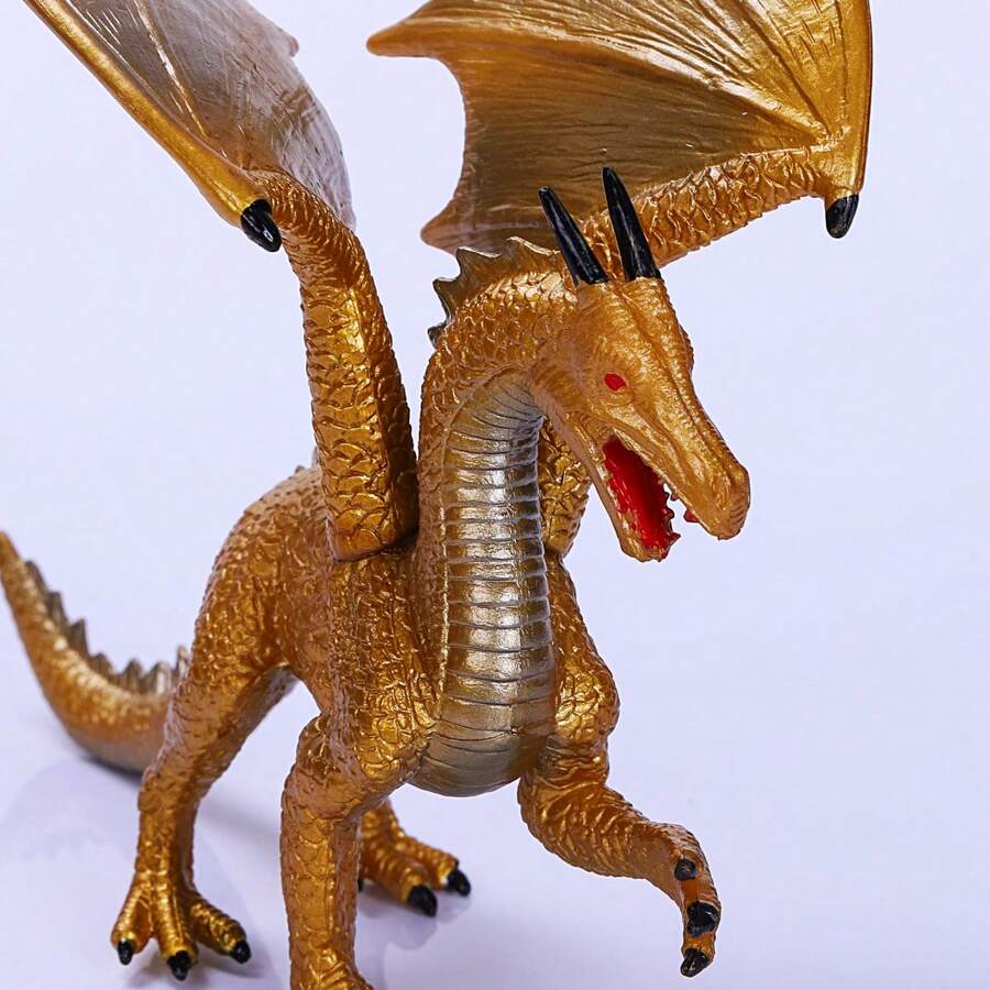 1pc Golden Dragon Fantasy Toy, Mighty Dragon Statue, Anime Figure, Perfect Gift For Collectors - Gold - View 1