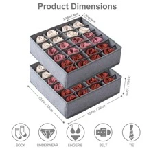 袜子和内衣抽屉整理器，可折叠衣柜和橱柜储物盒，用于衣服、袜子、内衣、领带 - 24 个隔间（灰色）学校用品学校配件返校大学生组织者学校组织者袋教师储物袋组织者储物箱衣柜整理器用于服装衣柜储物衣柜隔板衣柜隔板适用于卧室宿舍毛衣袜子裤子牛仔裤内衣袋用于学校学校用品