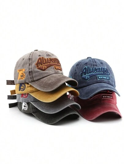 1pc Unisex "Always" Embroidered Distressed Vintage Washed Baseball Cap