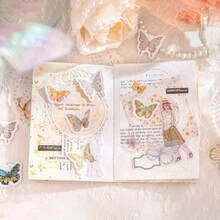 1 Box/45pcs Vintage-Style Flower, Butterfly, And Inseects Decor Stickers For Scrapbooking And Journal Decoration - Multicolor - View 4