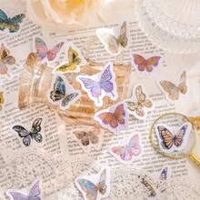1 Box/45pcs Vintage-Style Flower, Butterfly, And Inseects Decor Stickers For Scrapbooking And Journal Decoration - Multicolor - View 3