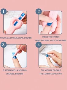 Kit de manucure 1 pièce avec 8 embouts, autocollants pour vernis à ongles et machine à manucure, ensemble complet de fournitures pour nail art, adapté aux enfants, aux filles et à la conception d'ongles DIY, accessoires pratiques et à la mode (motifs/couleurs d'autocollants pour ongles aléatoires)