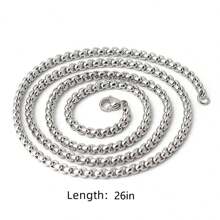 1條經典簡約嘻哈銀鍊鈦鋼項鍊時尚珠寶男女款 - 銀色 - 查看 14