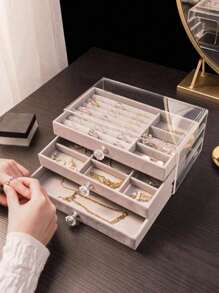 1 件珠宝盒收纳盒，适用于戒指、耳环、项链和手镯，便携式旅行装情人节 - 彩色 - 查看 8