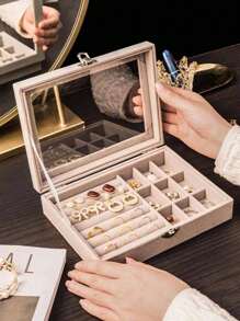 1 件珠宝盒收纳盒，适用于戒指、耳环、项链和手镯，便携式旅行装情人节 - 彩色 - 查看 7