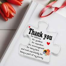 感谢礼物 - 1 件透明积木拼图亚克力牌匾 - 教师节礼物，送给老师、教授、导师、导师 - 感恩节礼物，送给女性、男性 - 母亲节礼物、父亲节礼物、退休礼物，送给老师 - 有史以来最好的老师礼物 - 年终教师礼物 - 毕业感谢生日感恩节圣诞节新年快乐礼物 - 装饰、教师节礼物、送给老师、教授、导师的礼物 - 创意家庭办公室教室课桌艺术工艺装饰品 - 彩色 - 查看 5