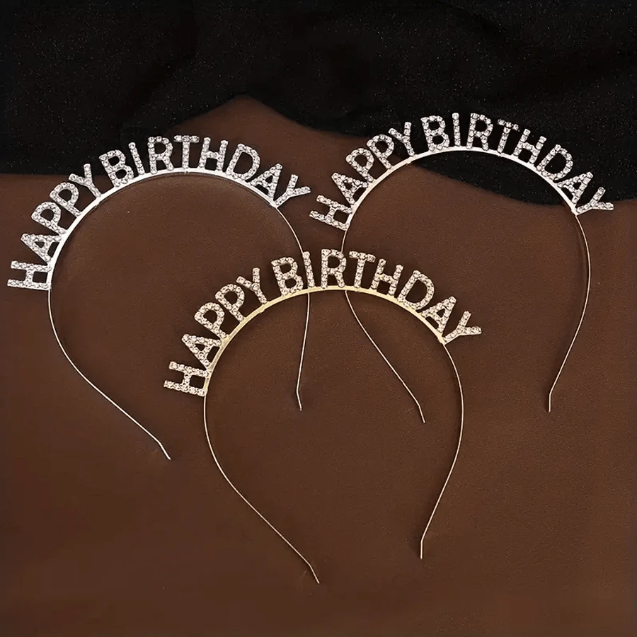 1 件裝女式水鑽字母裝飾迷人頭帶適合生日派對 - 銀色 - 查看 1