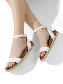 Women's Espadrille Flatform Platform Wedges  Sandals  Open Toe Ankle Strap  Summer Shoes - White - View 6