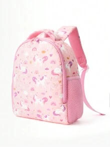 1pc Cute Pink Unicorn Backpack For Kids, Cartoon Style With Front Pocket And Adjustable Shoulder Straps, Suitable For Daily Commute And School Use - Pink - View 4