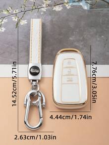 3pcs/Set Tpu Soft Shell Key Case, Leather Cord Keychain, And Screwdriver For Toyota Camry, Highlander, Corolla, Rav4, Venza Etc., With 3-Button Smart Key - White - View 4