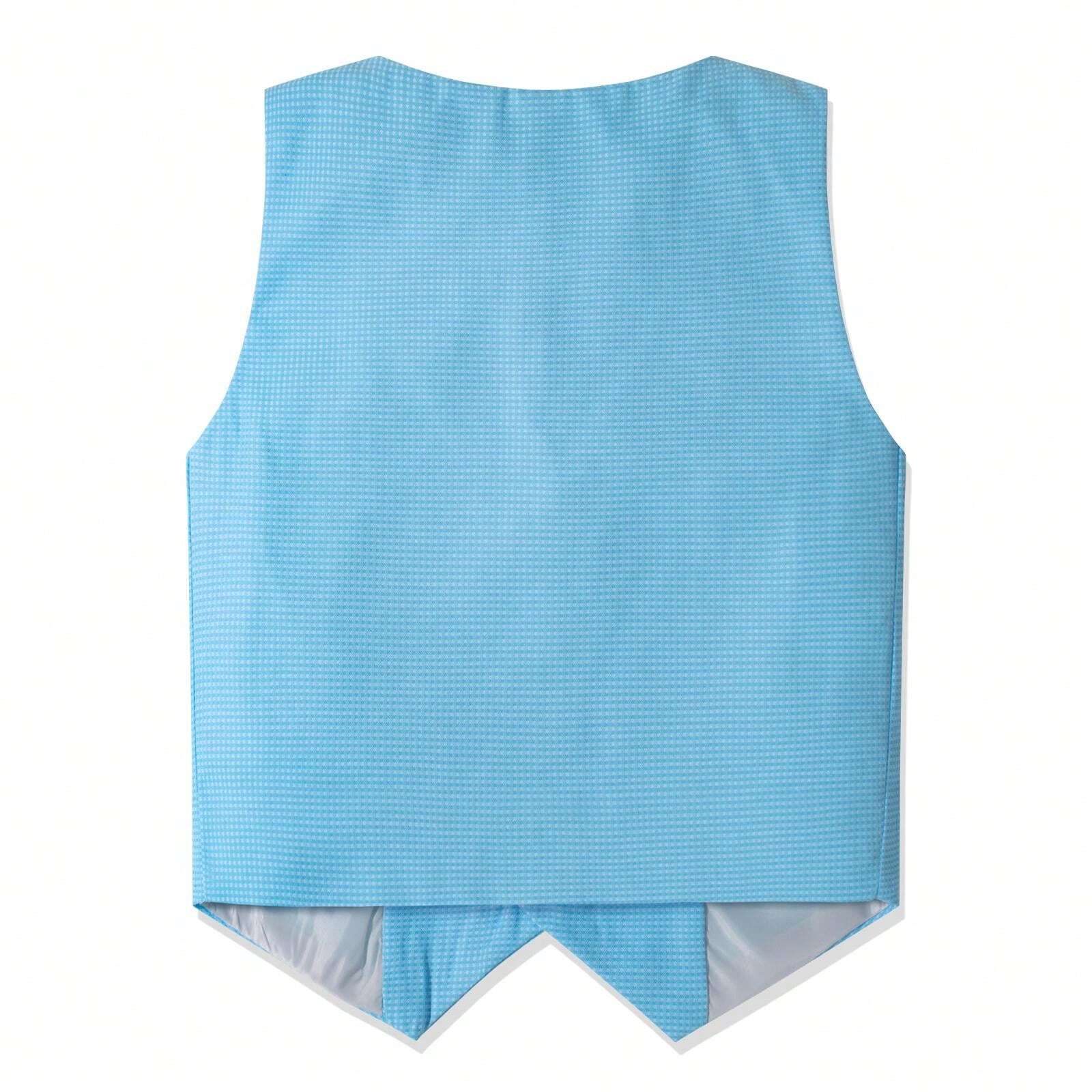 Young Boy Slim Fit Formal Suit, New Style Boy's White Shirt, Plaid Vest