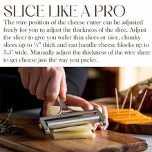 Stainless Steel Wire Cheese Slicer - Cheese Plane/ Knife With Adjustable Thickness, Suitable For Cutting Cheddar, Gouda, Raclette, Mozzarella Cheese Blocks, Cheese Curler (Silver) - Silver - View 7