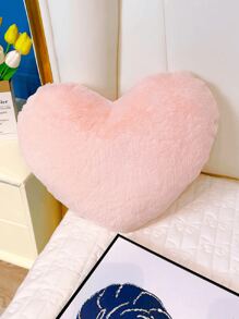 心形枕头，情人节爱心枕头，大号粉色心形枕头，蓬松心形抱枕，沙发床装饰枕头，爱心房装饰 - 藕粉色 - 查看 1
