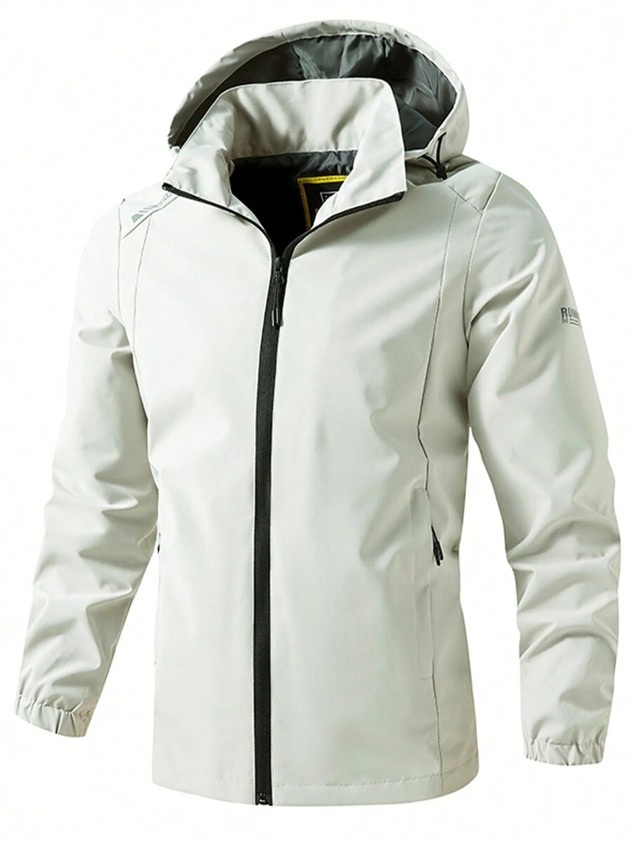 1pc Men Outdoor Waterproof Breathable Softshell Jacket - Khaki - View 1