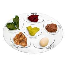 Clear With Silver Round Section Tray Seder Plates (12") - 24 Plates
