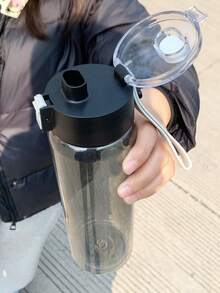 1pc Portable Sports Fitness Large Clear Cup, Ideal For Outdoor Activities, Travel, Office - Grey - View 2