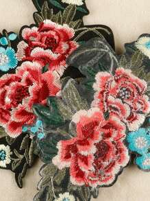 1set/2pcs Embroidered Rose Flower Patch With Heat-Seal Backing For Clothing & Accessories Diy - Multicolor - View 2
