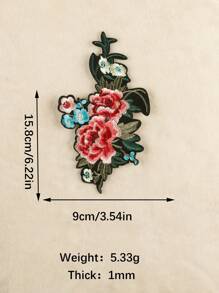 1set/2pcs Embroidered Rose Flower Patch With Heat-Seal Backing For Clothing & Accessories Diy - Multicolor - View 5