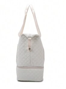 1 Pc Gym Bag Weekend Bag Luggage Bag Handbag Large Capacity Expanded With Zipper Holiday Hospital Back To School Nylon Solid Color Quilted Detail Letter Graphic Pattern For WoMen Gift For Suitcase Overnight Bag Duffle Bag Duffel Bag For Luggage Carry On Bag College Bag Luggage Bags Weekender Bag Hospital Bag Winter Bag For School School Accessories School Stuff