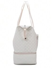 1 Pc Gym Bag Weekend Bag Luggage Bag Handbag Large Capacity Expanded With Zipper Holiday Hospital Back To School Nylon Solid Color Quilted Detail Letter Graphic Pattern For WoMen Gift For Suitcase Overnight Bag Duffle Bag Duffel Bag For Luggage Carry On Bag College Bag Luggage Bags Weekender Bag Hospital Bag Winter Bag For School School Accessories School Stuff