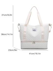 1 Pc Gym Bag Weekend Bag Luggage Bag Handbag Large Capacity Expanded With Zipper Holiday Hospital Back To School Nylon Solid Color Quilted Detail Letter Graphic Pattern For WoMen Gift For Suitcase Overnight Bag Duffle Bag Duffel Bag For Luggage Carry On Bag College Bag Luggage Bags Weekender Bag Hospital Bag Winter Bag For School School Accessories School Stuff