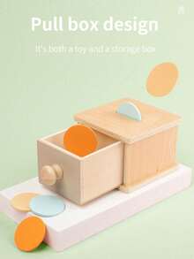 兒童教育玩具兒童蒙特梭利固定性物品盒錘盒馬卡龍木質玩具球紡織鼓抽屜盒 - 米色 - 查看 6