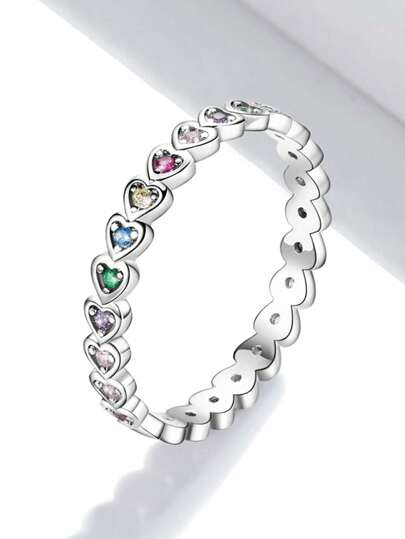 ESBERRY 方晶鋯石愛心裝飾銀婚戒適合女士新娘婚禮精細首飾類