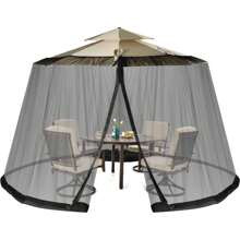 Parasol Mosquito Net, Patio Umbrella Net With 2 Doors Double Zipper Adjustable Insect Net For 8-10 Umbrella Parasol Cover Net Beige (Black) - Black - View 1