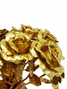 MEHELANY 10 bông/4 bông/1 bông hoa hồng giả, chất liệu PVC có thân, hoa giả bằng nhựa màu vàng, hoa trang trí lãng mạn hiệu ứng ba chiều, đồ trang trí nhà cửa và tiệc tùng, quà cưới, quà sinh nhật, quà kỷ niệm, cắm hoa giả, quà tặng ngày Valentine - Vàng - Xem 5