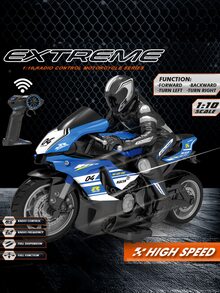 1 cái 2.4G Tốc độ cao Điều khiển từ xa Xe máy Stunt Trôi Điều khiển từ xa Mô phỏng Mô hình Con trai Và Cô gái Điện lực Đồ chơi Ô tô/xe hơi - Màu xanh lam - Xem 4