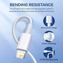 3.3ft/100cm Type C High-Efficiency Data Transfer 12W Fast Charging Data Cable Compatible With IPhone 14 Pro Max/14 Pro/14 Plus/14/13/12/11/XS/XR/8/7/6, IPad, Airpods Series - White - View 3