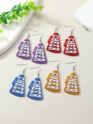 1 Pair Fashion Acrylic Trumpet Shaped "CHEER" Letter Design Earrings
