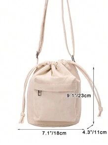 Mini Vintage Drawstring Bucket Bag, Retro Crossbody Bag, Women's Grunge Shoulder Purse & Handbag