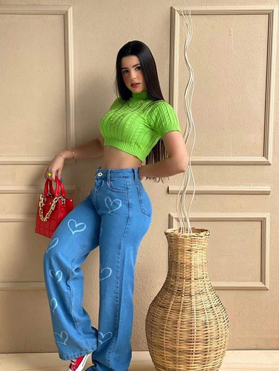 Women Jeans - 中等水洗藍 - 查看 1